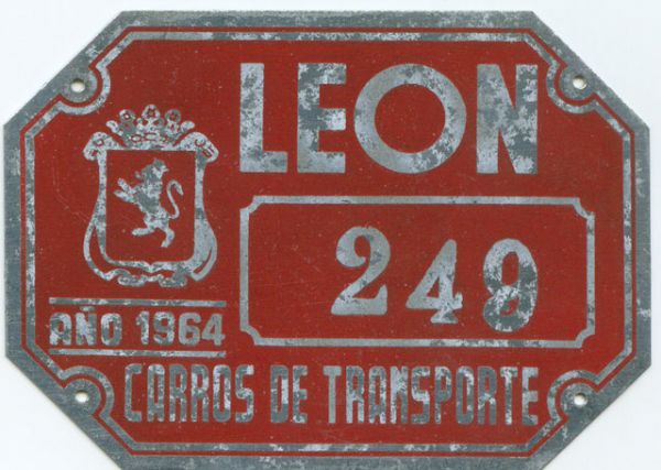 Placa de Matricula de Carros de Transporte 1964 (Leon)