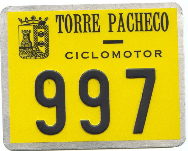 Placa de Matricula de Ciclomotor Torre Pacheco (Murcia)