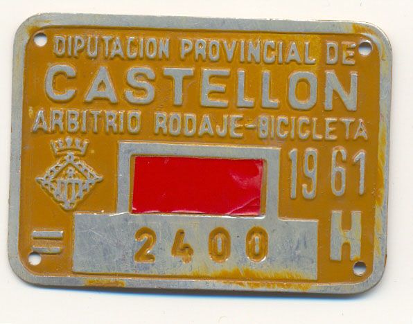 Placa de matrcula de Castellon  1.961