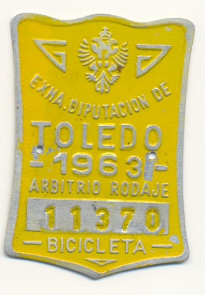 Placa de matrcula de Toledo  1.963