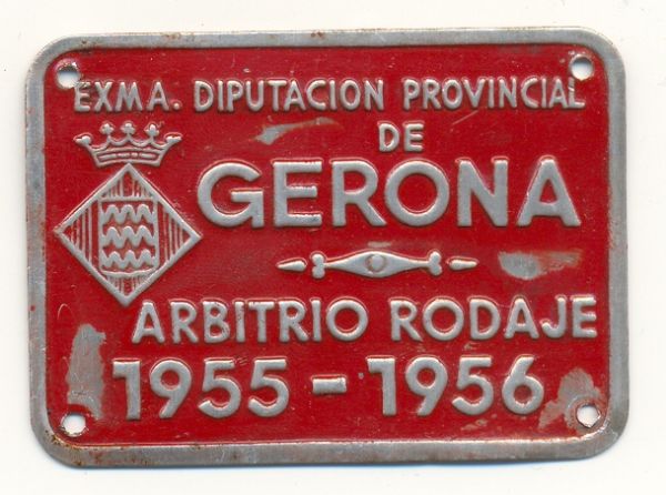 Placa de matrcula de Gerona  1.955-1956
