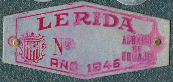Placa de matrcula de Lerida  1.946