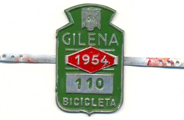 Placa de matrcula de Gilena  1.954 (Sevilla)